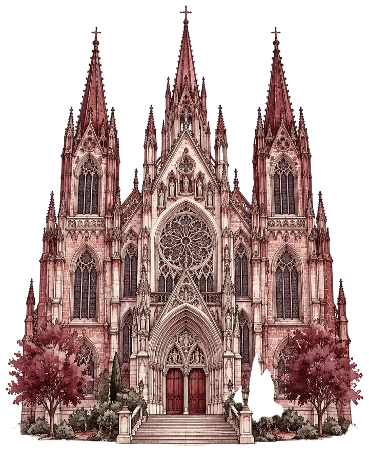An elegant burgundy cathedral